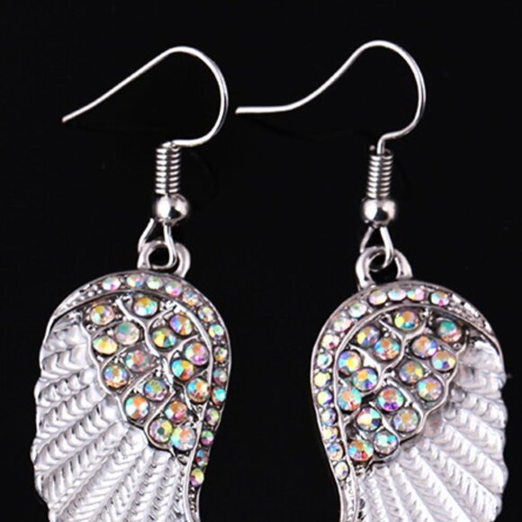 Rhinestone Angel Wings Shaped Earrings - Picture 2 of 3